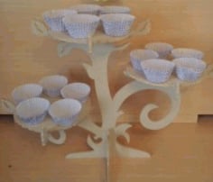 CNC Laser Cut Tree Shaped Cake Tray With 3 Floors CDR File