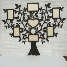 CNC Laser Cut Tree with 7 Photo Frames Free CDR File