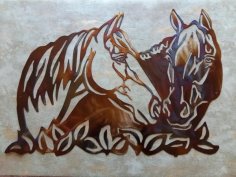 CNC Laser Cut Two Horse Metal Art for Wall Decor Vector File