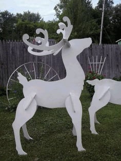 CNC Laser Cut Wood Reindeer Christmas Yard Art Lawn Decoration Free CDR File