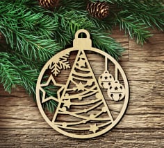 CNC Laser Cut Wooden Christmas Hanging Decoration Vector CDR File