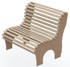 CNC Laser Cut Wooden Classic Bench with Curved Back CDR File