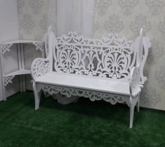 CNC Laser Cut Wooden Decorative Bench 21mm Free CDR File