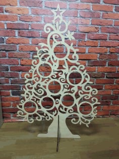 CNC Laser Cut Wooden Decorative Christmas Tree Free CDR File