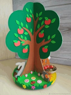 CNC Laser Cut Wooden Decorative Tree Free CDR File