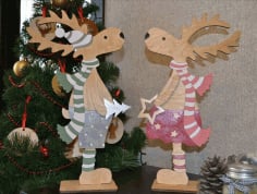 CNC Laser Cut Wooden Deer Christmas Ornaments Vector CDR File