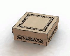 CNC Laser Cut Wooden Gift Box Lid Template DXF File