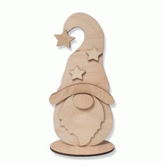 CNC Laser Cut Wooden Gnome Christmas Decoration Free CDR File