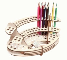 CNC Laser Cut Wooden Pencil Holder, Wood Pen Holder Desk Organizer Vector File