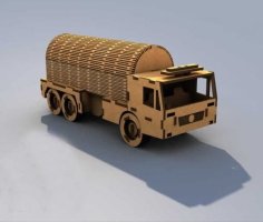 CNC Laser Cutting 3D Wooden Puzzle Water Tank Model Truck Model Vector