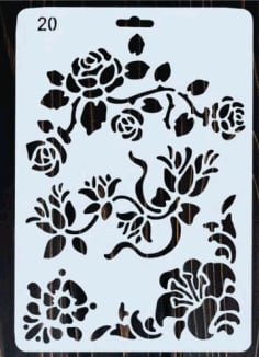 CNC Laser Cutting Flower Stencil Sheet CDR, DXF and Ai File