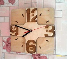 CNC Laser Cutting Modern Wooden Wall Clock CDR, DXF and Ai Vector File