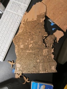 CNC Laser Engraved Wooden Vancouver Map DXF File