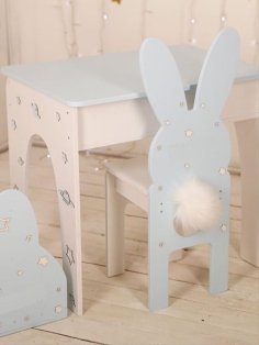 CNC Router Wooden Rabbit Chair Bunny Chair Nursery Furniture for Kids Vector File
