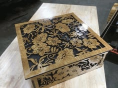 CNC Wood Floral Engraving Box DXF File