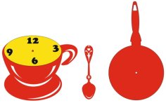 Coffee Cup and Frying Pan Kitchen Wall Clock Free Vector