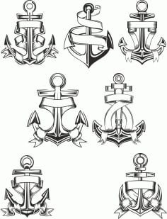 Collection Of Anchors Designs Free Vector DXF File