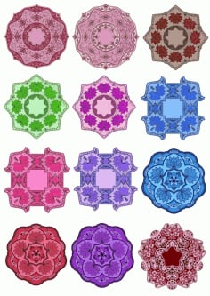 Color Floral Mandala Set Ornament CDR File
