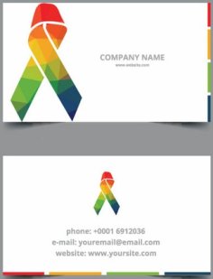 Colored Ribbon Business Card Template Free Vector