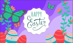 Colorful Bright Easter Invitation Free Vector