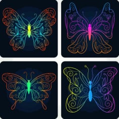 Colorful Set of Butterfly Free Vector