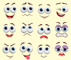 Comic Face Expressions illustrations Vector Set File