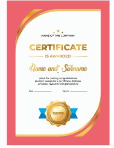 Company Certificate is Awarded Sample Template Free Vector