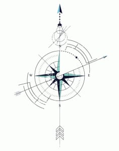 Compass Background Flat Circles Arrows Sketch Free Vector