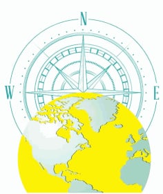 Compass Earth Icons Navigation Background Design Free Vector