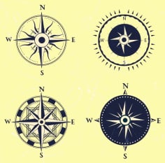 Compass Icons Collection Flat Classical Design Free Vector