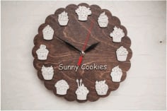 Cookies Laser cut Wooden Clock CDR File