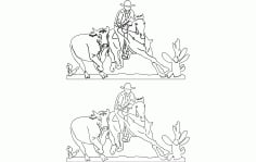 Cowboy and Rodeo Scene Free Dxf File For Cnc DXF Vectors File