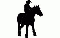 Cowboy On Horse Free Dxf File For Cnc DXF Vectors File