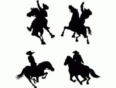 Cowboy On Horse Silhouettes Free Dxf File For Cnc DXF Vectors File