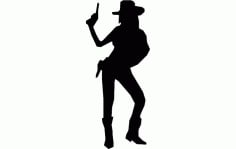 Cowgirl With Gun Free DXF Vectors File