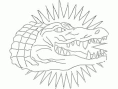 Crocodile Animal Line Art Drawing Vector DXF File