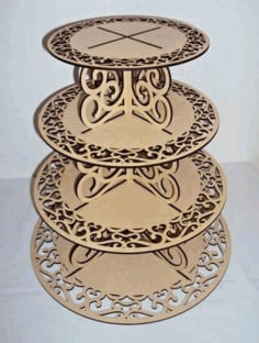 Cupcake Tower 4 Step Cake Stand Laser Cut CDR File