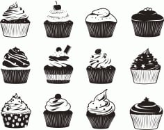 Cupcake Vector Silhouette CDR File