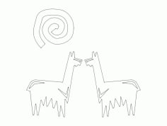 Cute Animal Line Art DXF File