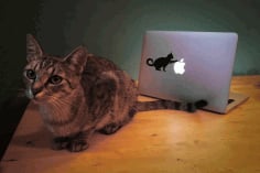Cute Cat Laptop Sticker DXF File