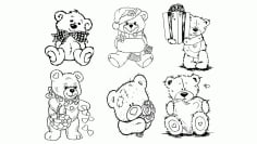 Cute Set Of Teaddy Bear Sticker CDR File