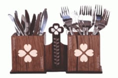 Cutlery Holder, Laser Cut Stand Template, Kitchen Organizer Vector File