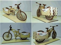 Cycle Visiting Card Holder Laser Cut Desk Organizer Template CDR File