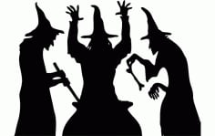 Dancing Halloween Witches Vector DXF File
