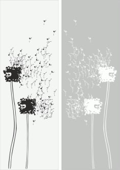 Dandelion Clipart Abstract Flower Sandblast Pattern Laser Cut CDR File