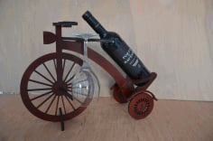 Decor Wooden Bicycle Wine Bottle Holder Rack Laser Cutting Template Laser Cut CDR File