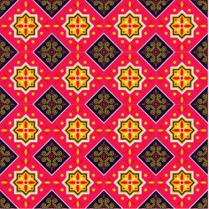Decorative Damask Fabric Colorful Oriental Sketch Design Free Vector