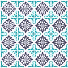 Decorative Damask Fabric Pattern Symmetric Flat Abstract Shapes Free Vector
