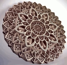 Decorative Laser Cut Multilayer Circular Wooden Mandala Design CDR File