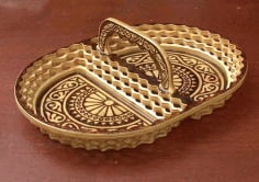 Decorative Plate Basket with Handle Laser Cut CDR File